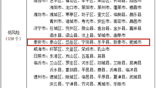 山东最新疫情分区分级表发布！泰安各县（市、区）均为低风险地区！